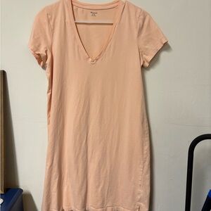 Madewell Soft Peach V-Neck T-shirt dress